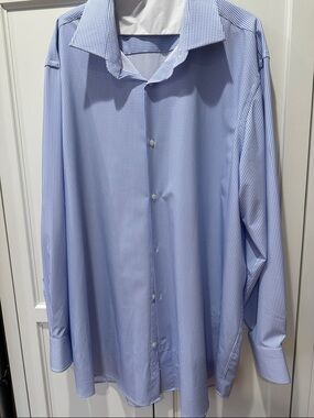 Men's Light Blue Micro-Check Dress Shirt